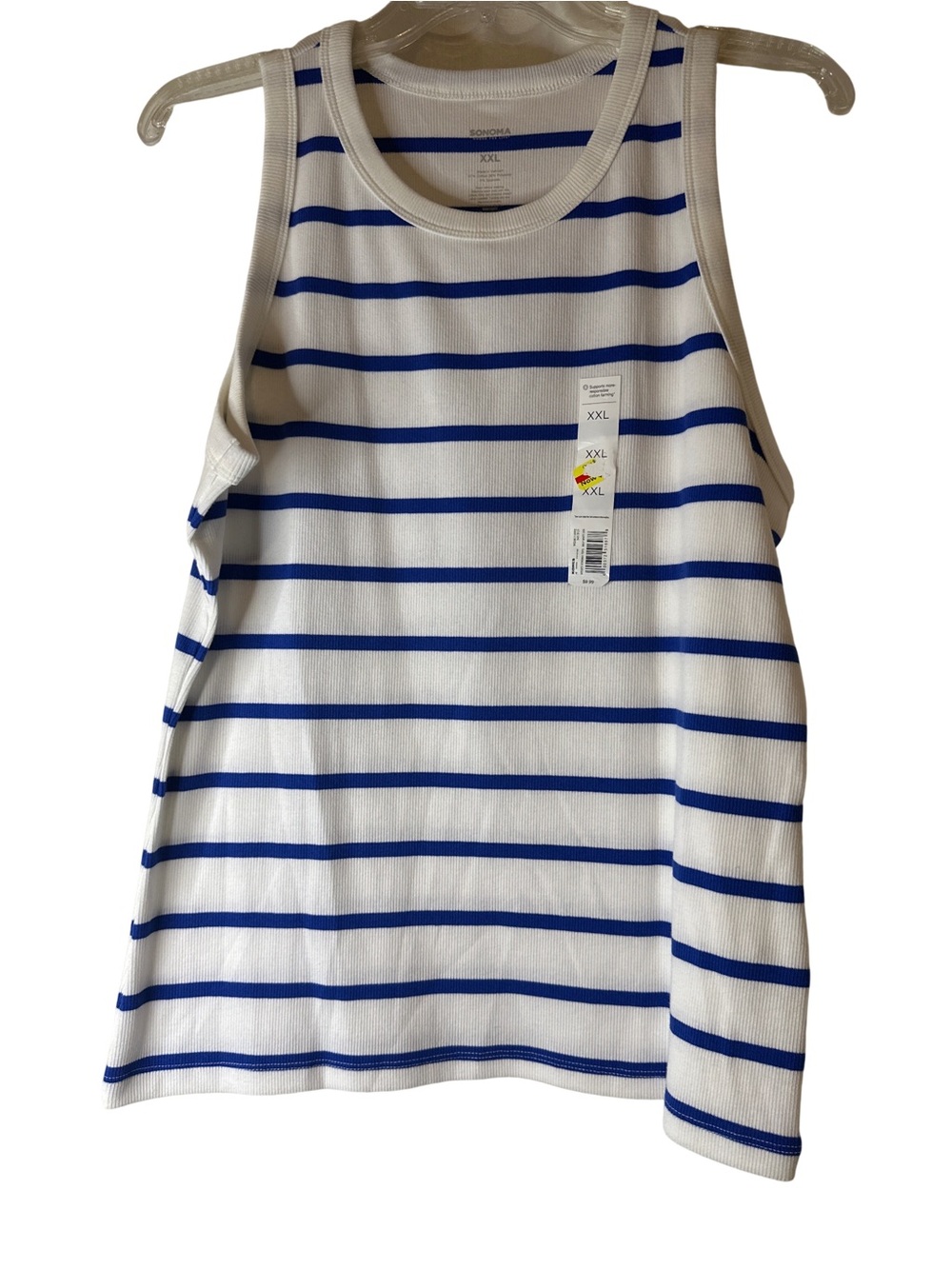 Sonoma White & Royal Blue Striped Tank Top, NWT Sz XXL